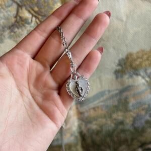 Vintage Sterling Mother of Pearl Virgin Mary Necklace